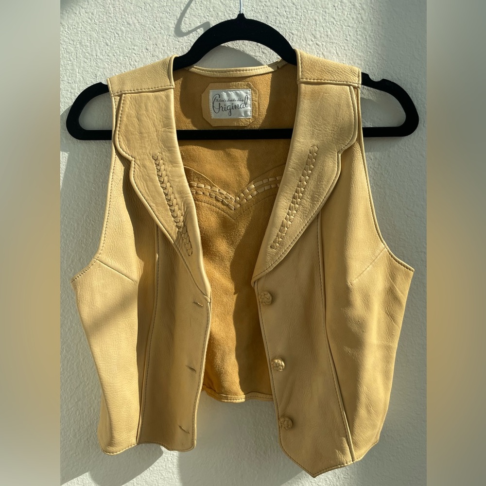 Western Cropped Leather Vest